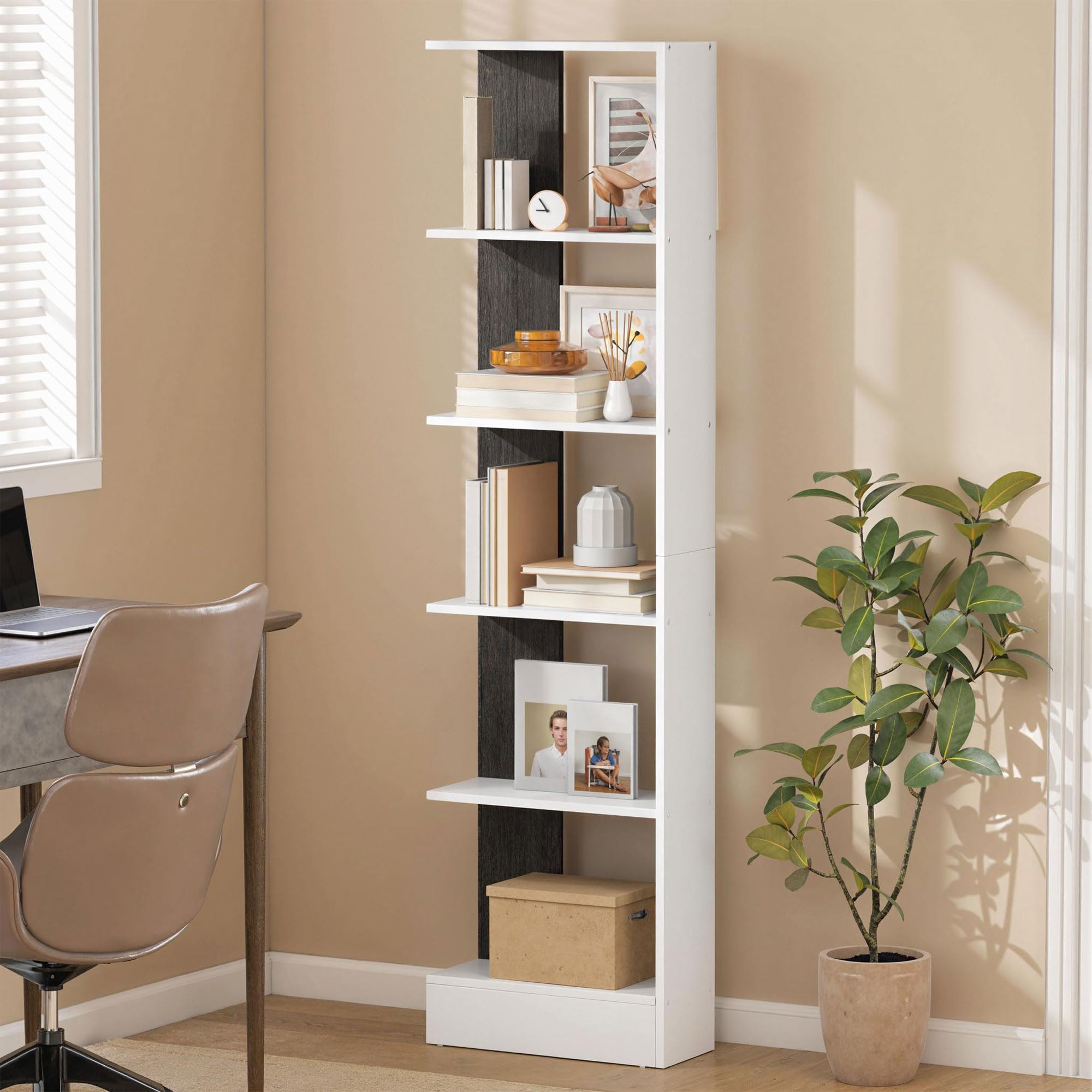 HOMCOM Estante Armario 5 Niveles 45x21x170cm Blanco/Negro