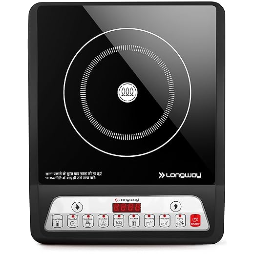 Longway Elite Plus IC 2000 Watt Induction Cooktop with Auto Shut-Off & Over-Heat Protection With 8 Cooking Mode & BIS Approved | 1-Year Warranty | (Black, Push Button)