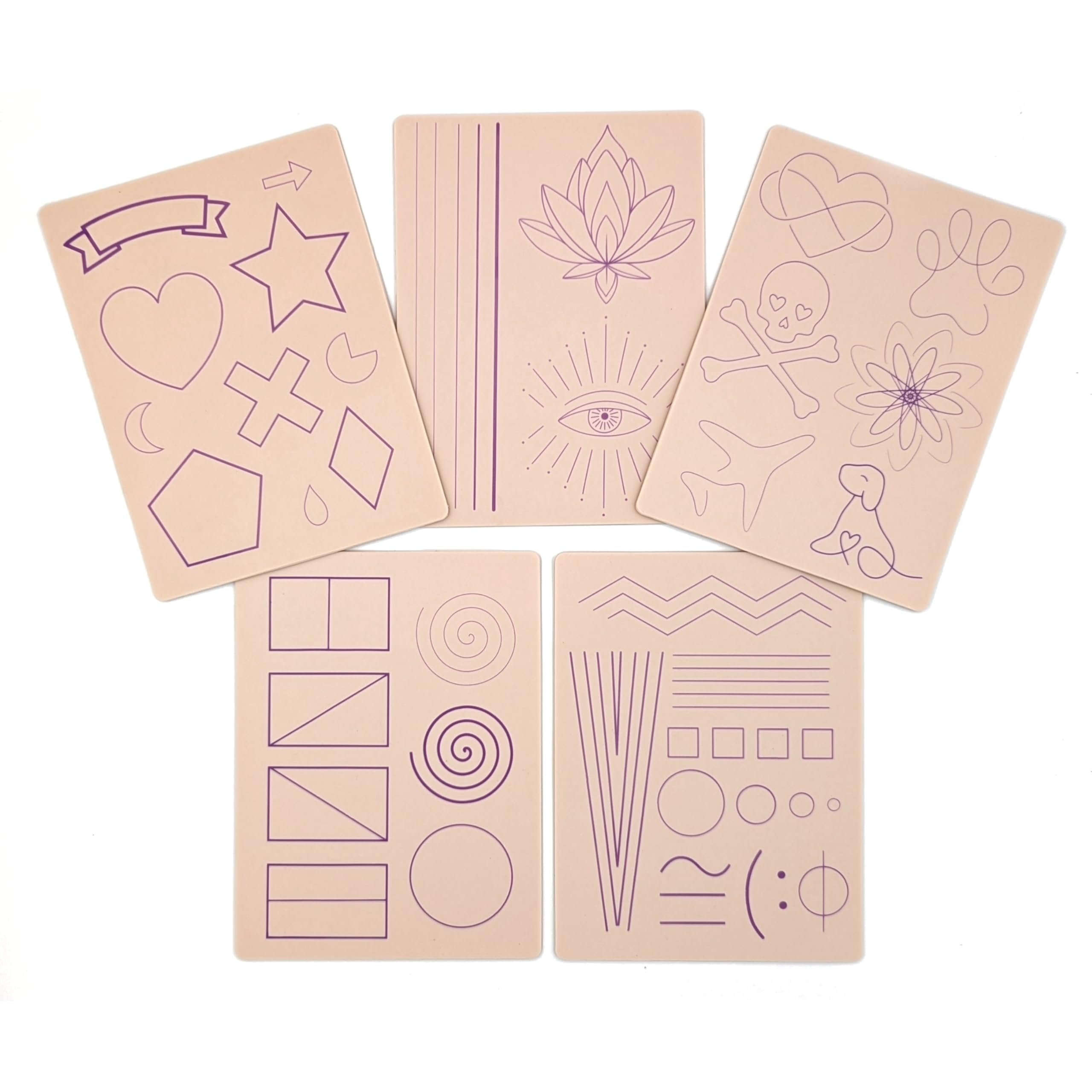 5 Pre-Printed Tattoo Practice Skins, Apprentice Set of 5, Normal Skin