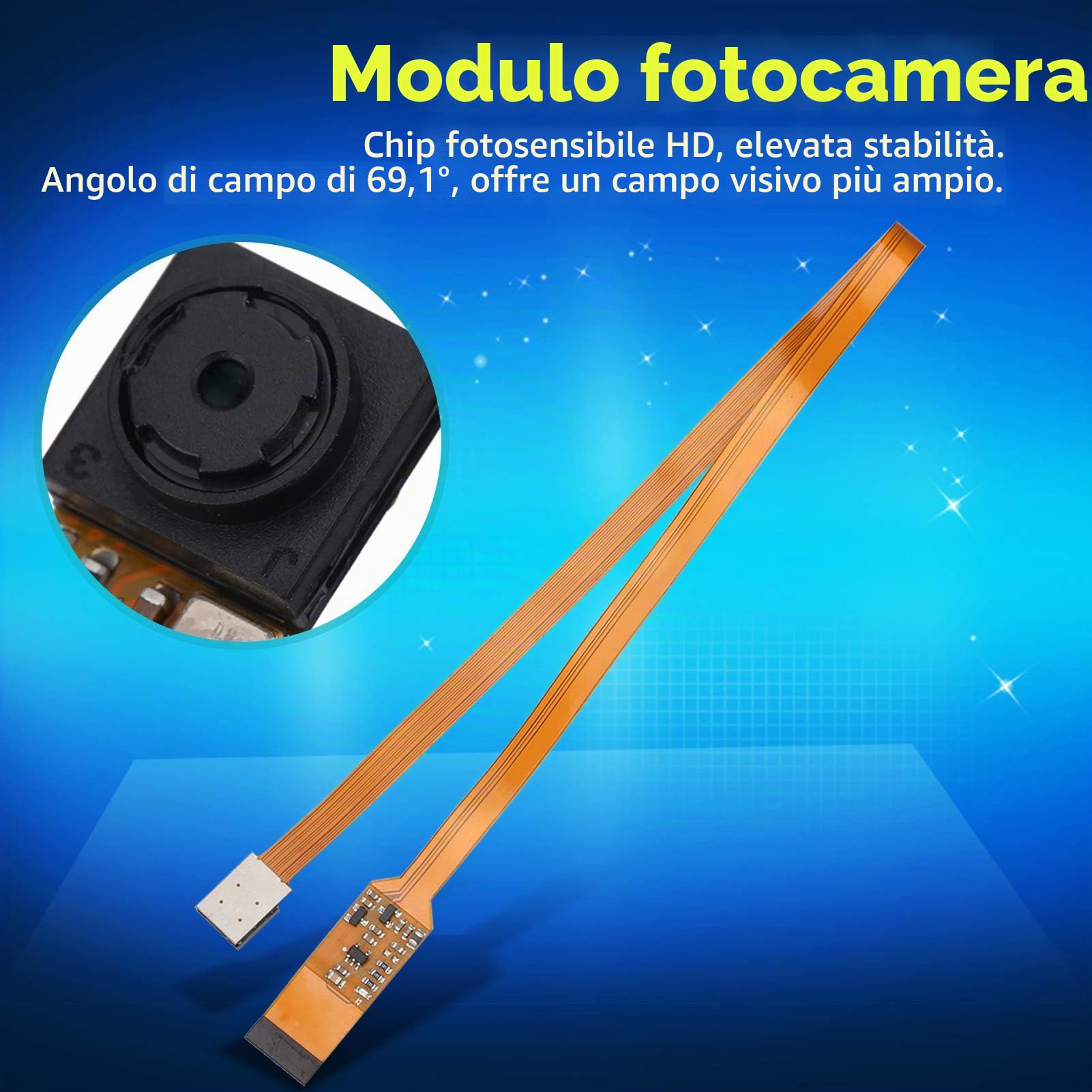 Walfront HBV-ZERO-V3.0 Modulo Videocamera HD 5MP Grandangolo 69,1° per ZERO, Cavo 30 cm/11,8 Pollici, Risoluzione Video 1080P