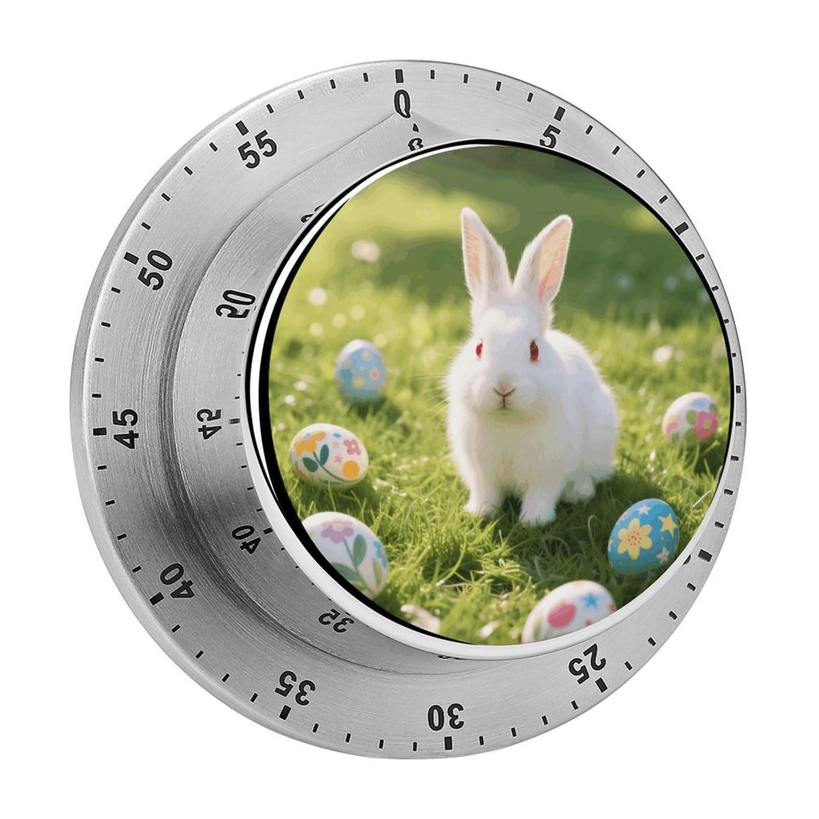Bunny Eggs Timer Digital Stainless Steel Kitchen Timers with Loud Alarm Visual Timers Magnetic Countdown Countup Timer for Homework Chores Office Time Management