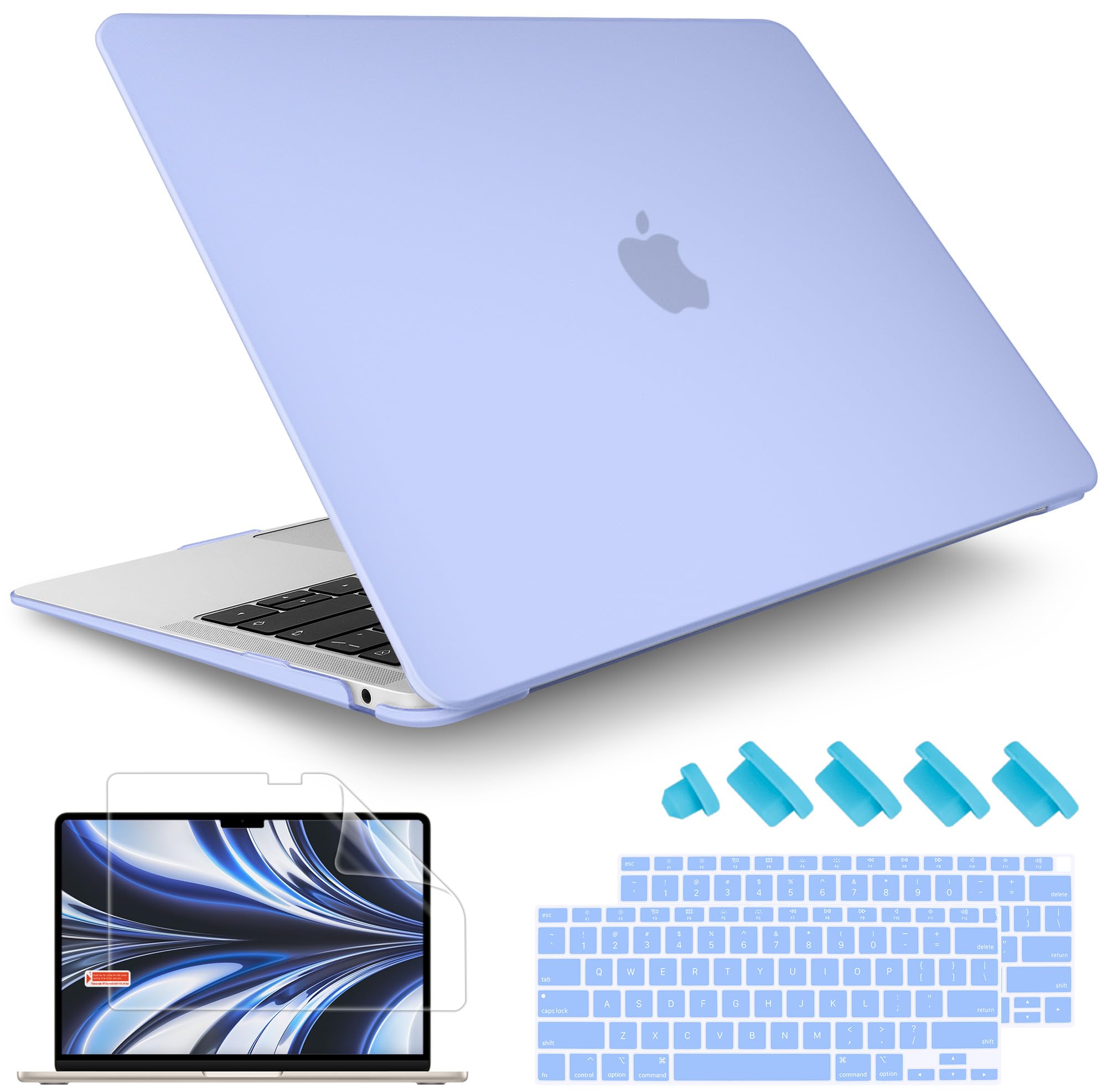 May Chen Compatible with MacBook Air 13 inch Case 2021 2020 2019 2018 Model: M1 A2337 A2179 A1932, Plastic Matte Hard Shell Case for MacBook Air 13 inch with Retina Display Fits Touch ID, Airy Blue