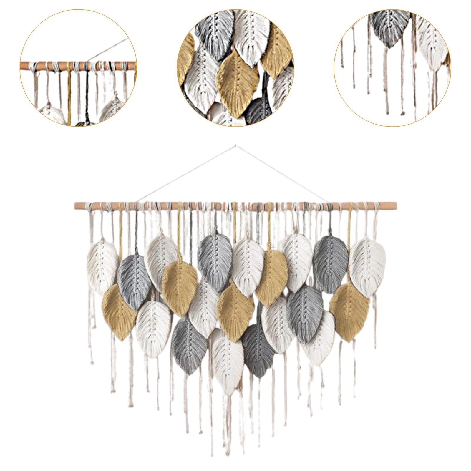 Tapiz de Macramé con Borlas para Decoración de Espacios, Murales Decoración para el Hogar salón, Dormitorio, Cocina, Estilo a, 21 Hojas