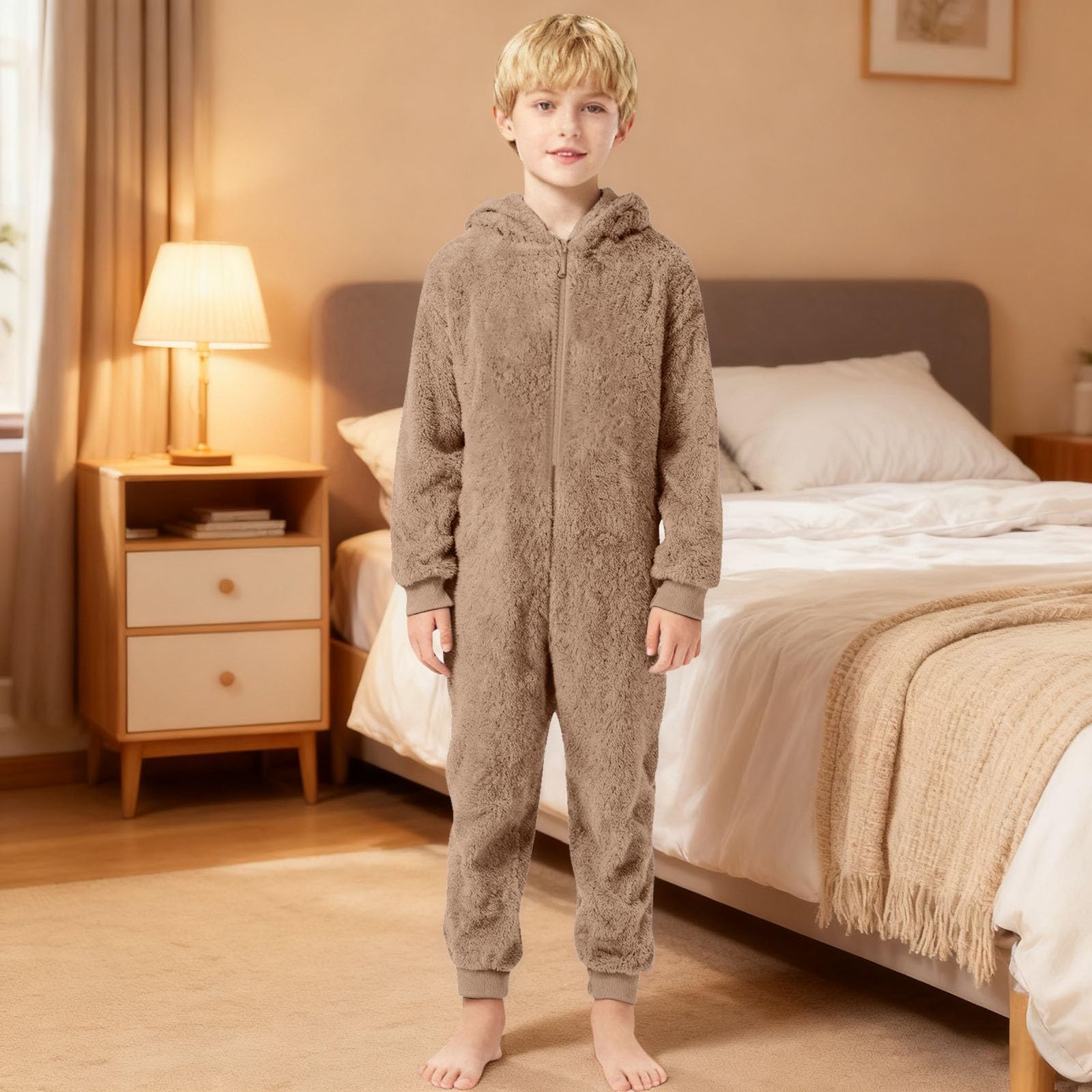 WWricotta Tutina invernale in pile per bambini, suola antiscivolo, calda e morbida, ideale per attività indoor e outdoor, neonati/A
