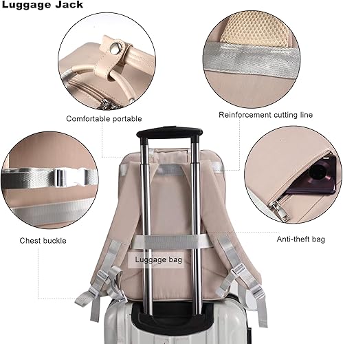 Miniatura 5 de Seekvigor Travel Laptop Backpack for Women156 Inch Work Backpack 20L Smart Backpack with Laptop Compartment for Travel Everyday Work or CollegeBeige