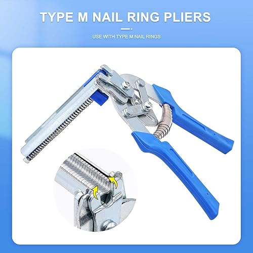 Miniatura 5 de Alicates de anillo de uñas tipo M para esgrima con 2400 clips M, kit de alicates de anillo de cerdo, herramienta de mano de reparación de tapicería,