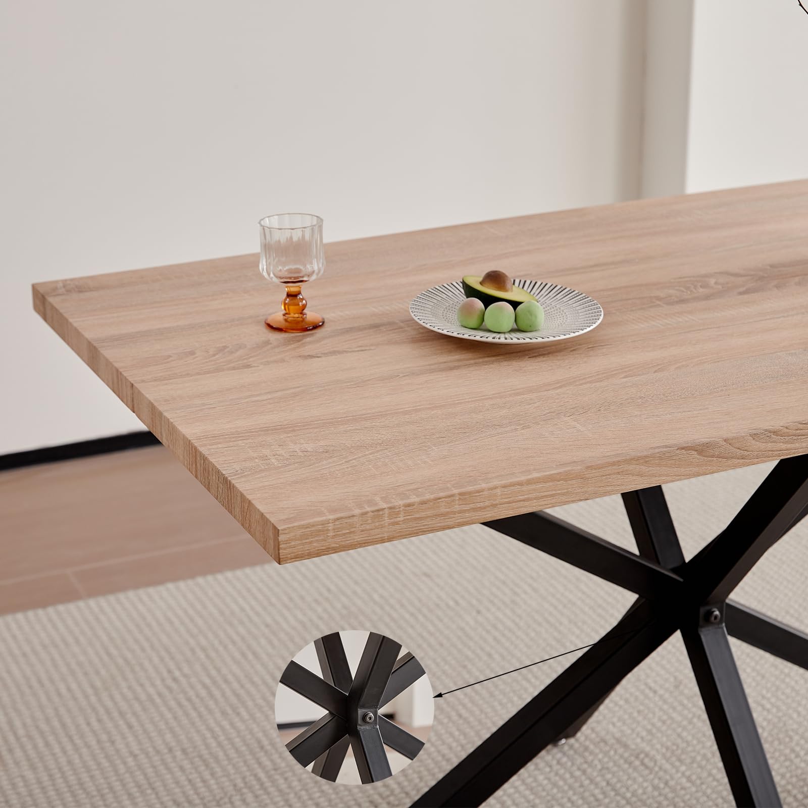 Conjunto de Mesa y Sillas de Comedor: Mesa Rectangular de 140 cm y 4 Sillas Tapizadas, Ideal para Comedor, Cocina y Salón - Color Claro + Gris Oscuro