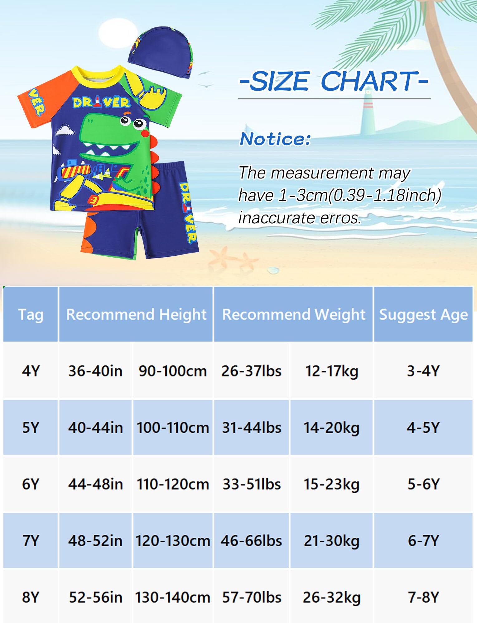 Happy Cherry - Bañador Bebé Niño para Playa Surf Traje de Baño Infantil Trajes de Natación Verano Bañadores Niños Traje de Natación 3 Piezas Conjuntos de Ropa de Baño Protección UV - 7-8 Años - Azul