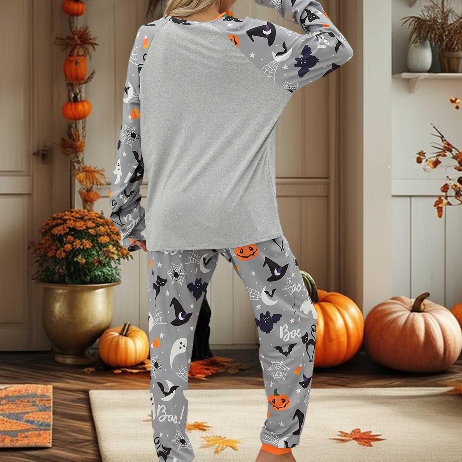 Genérico Conjuntos de Pijama para Mujer Ropa de Dormir cómoda y acogedora Conjunto Informal de Dos Piezas Ideal para Descansar en casa Durante Halloween