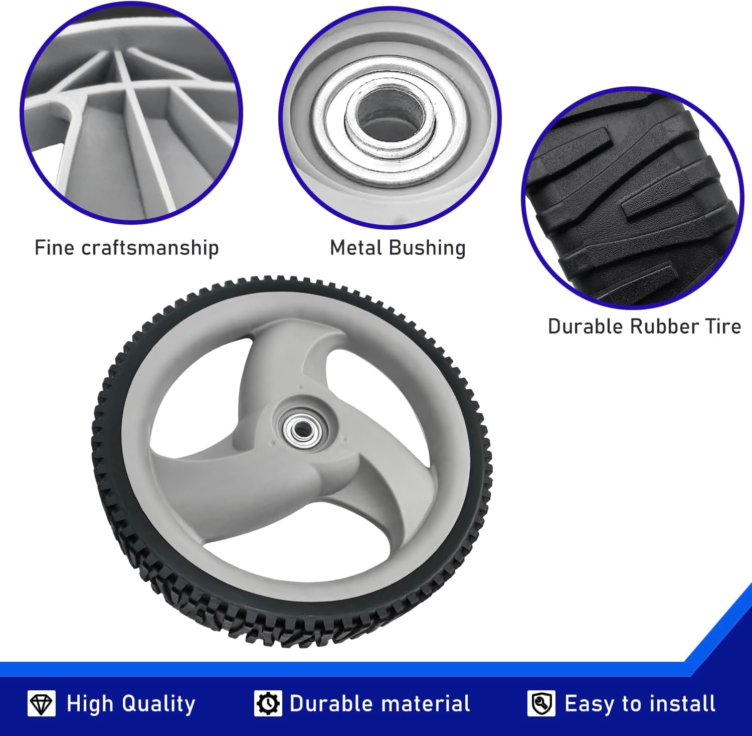 2 pack 12-inch 532433121 Rear Wheel Compatibles with Hus qvarna Craftsman Replaces for 583744201, 407773X460, 431880X460 And 194387X460