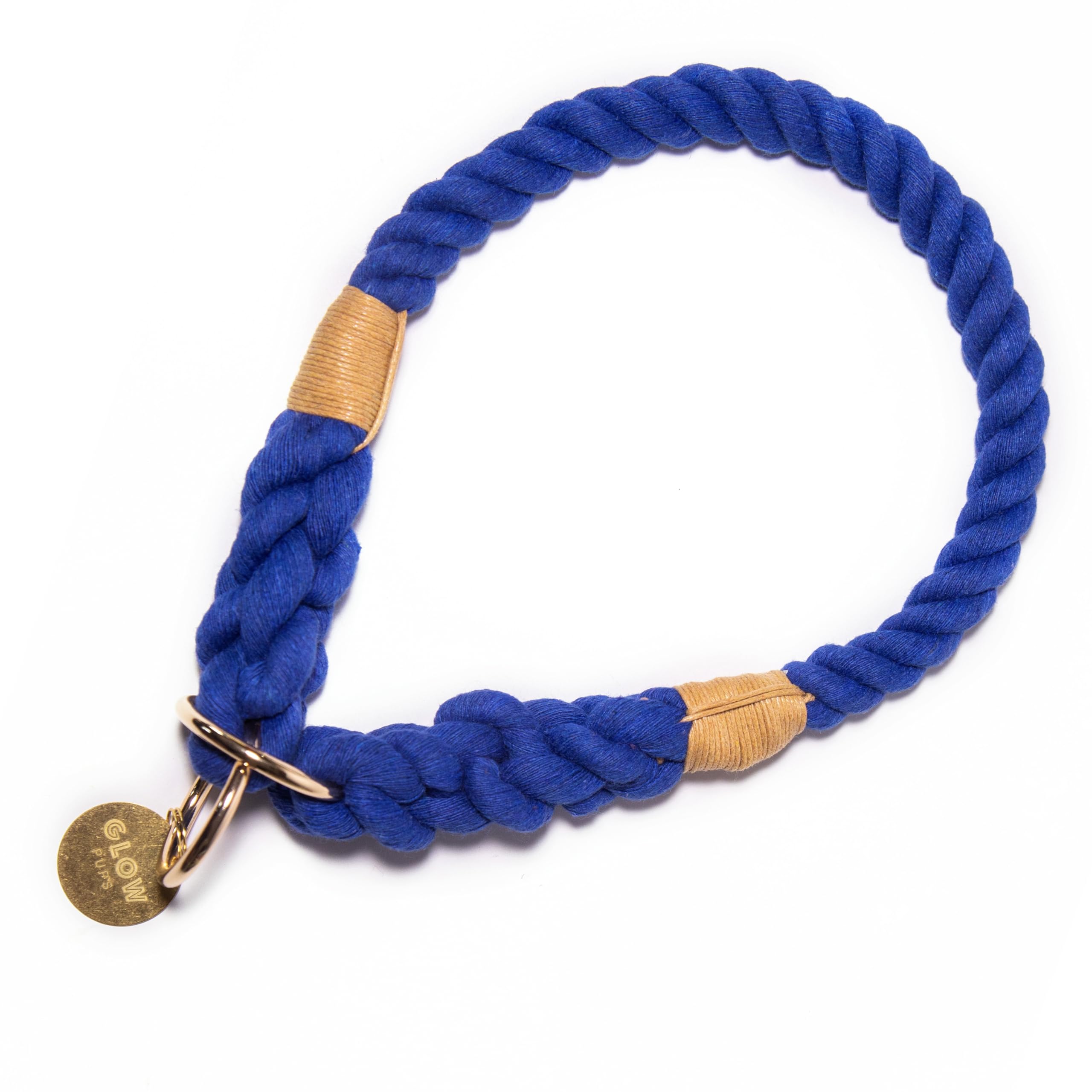 Handmade Ombre Rope Slip Dog Collar for Medium and Large Dogs (Blue, Medium)