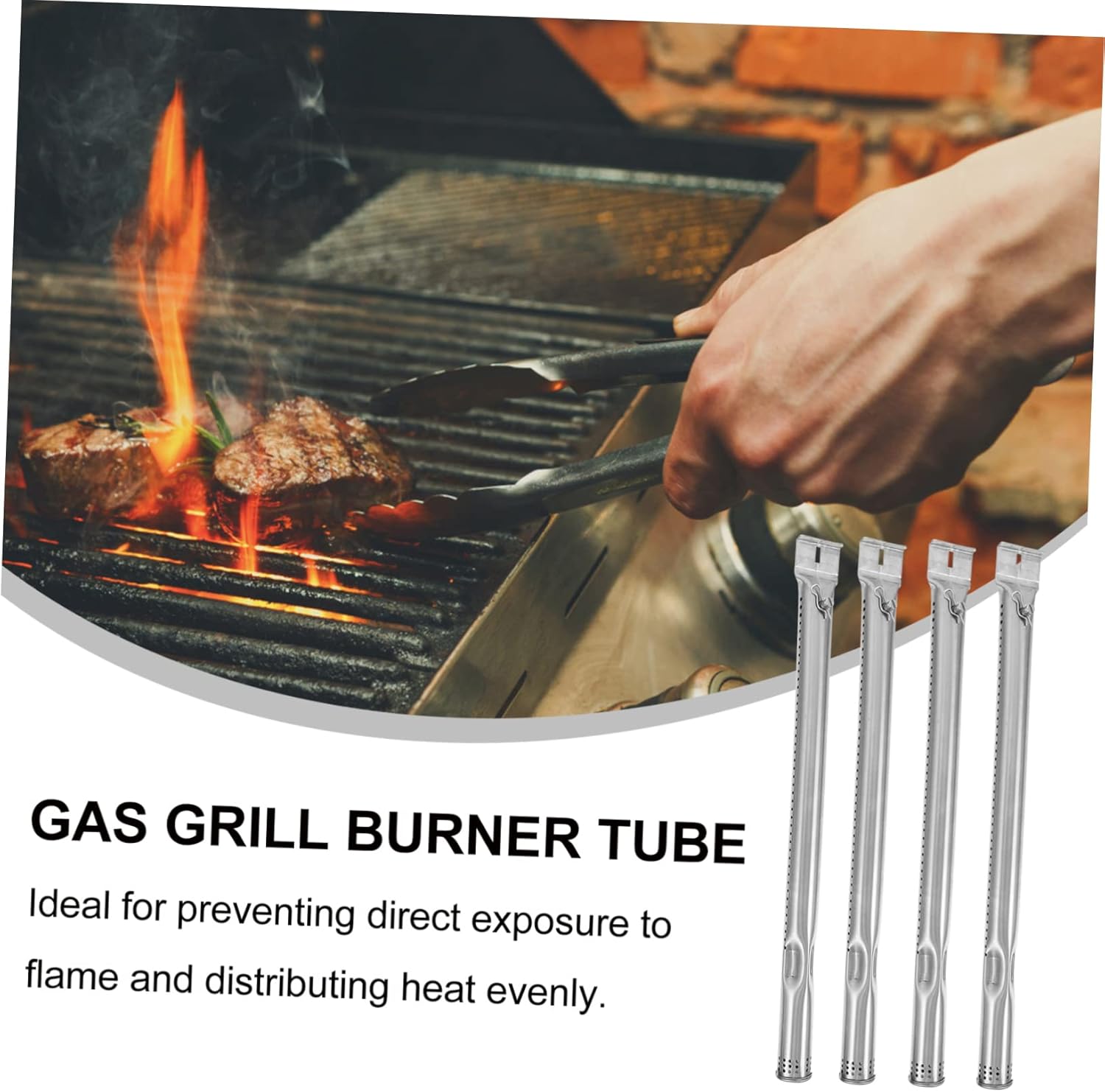 4pcs Adjustable Burner Tubes Stainless Steel Grill Accessories for Gas Grills
