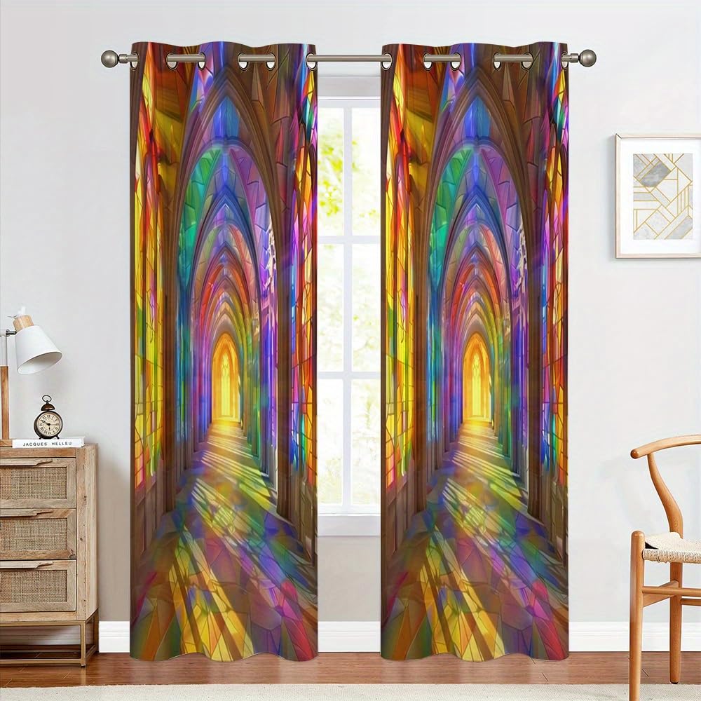 Rideaux occultants grande hauteur motif pierres et roses avec finitions haut de gamme