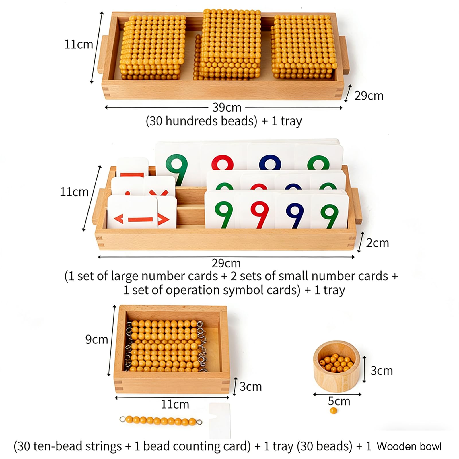 Perline di conteggio Montessori,Materiali matematici Montessori con tappeto morbido,Gioco di banca decimale Montessori (marrone)