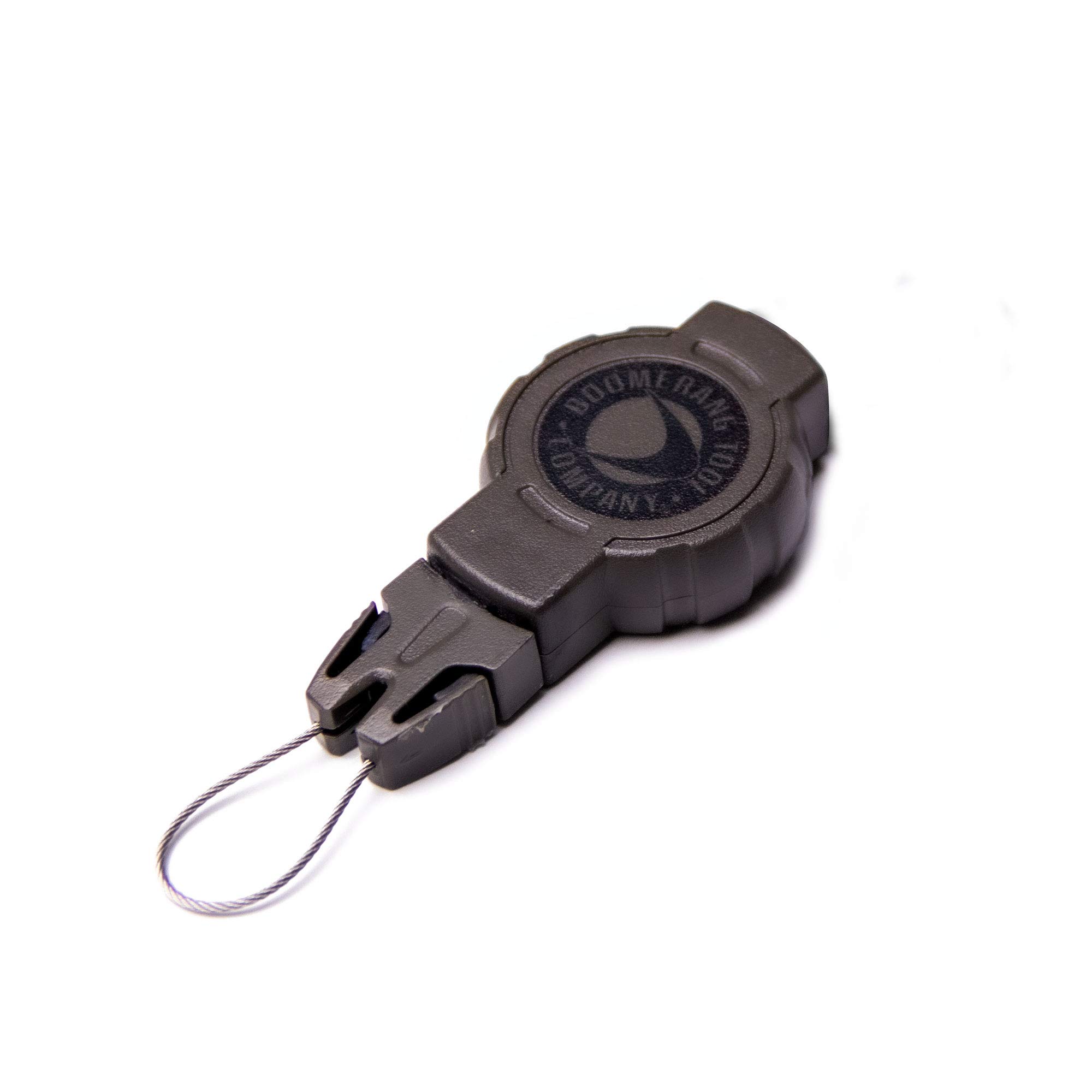 Boomerang Tool Company Hunting Retractable Gear Tether with a Retractable Kevlar Cord and Carabiner, Hook & Loop Strap or Belt Clip and Universal Wire End Fitting - Made in The USA