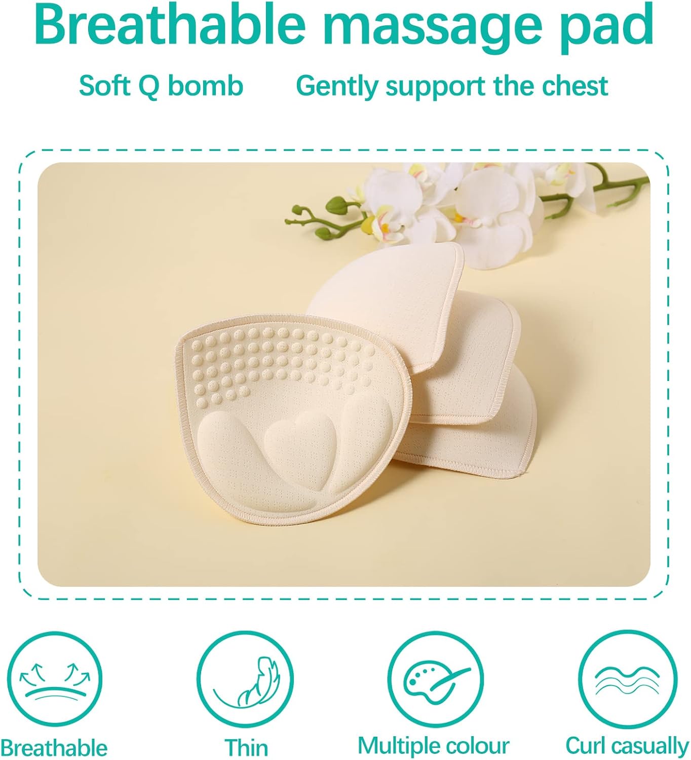 Bra Pads Inserts 3 Pairs, Bra Pads Sewn Padded for Sports Bra A/B/C/D Cup Beige or Black, Green or Grey or Pink Optional - Image 4