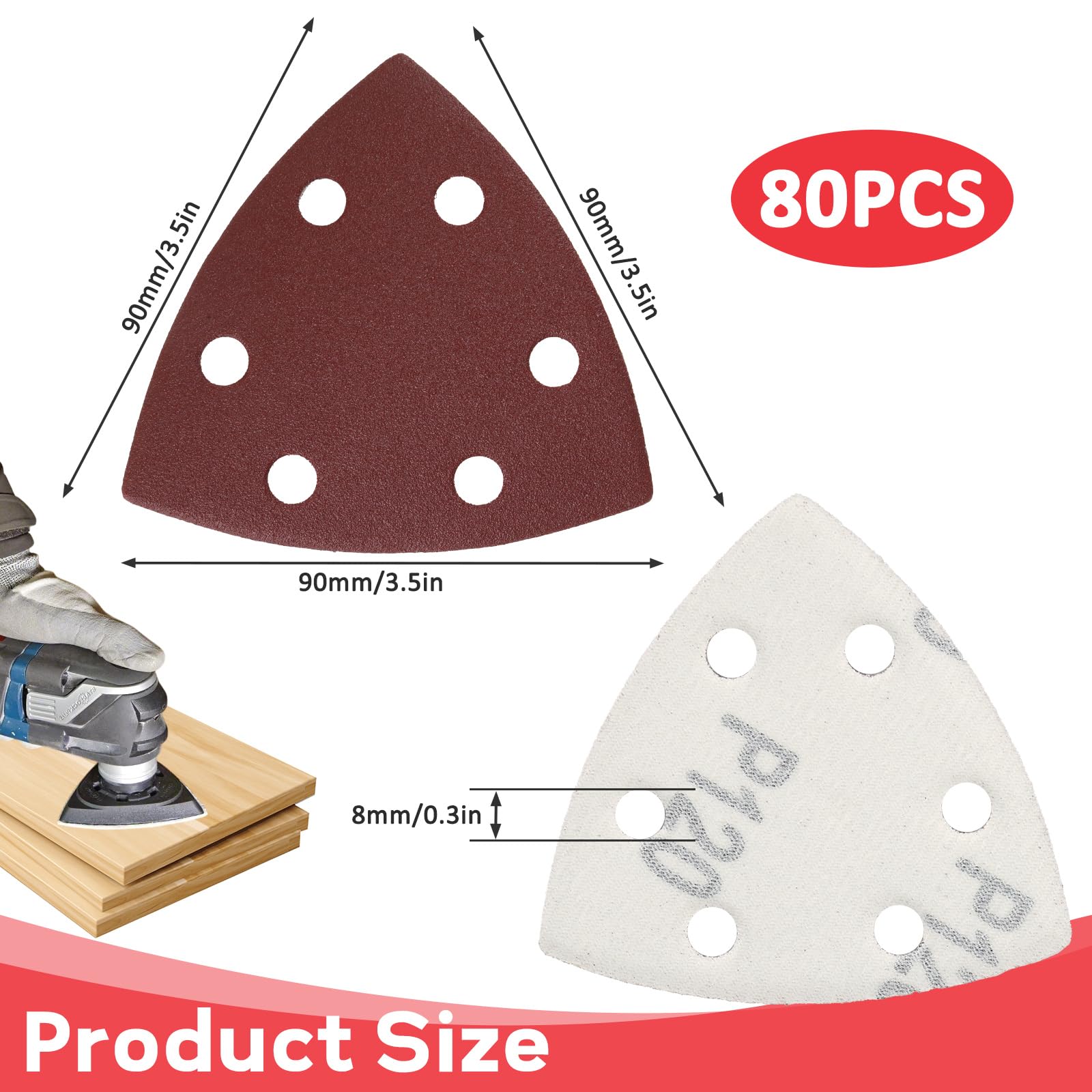 60 Pièces Triangles Papier Abrasif Ponceuse - Grains 60 à 400 Pour Ponceuse Triangulaire