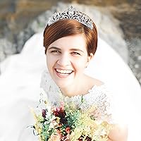 Vista 7 de Corona de princesa para mujer, tiaras de reina de cristal para niñas, accesorios para el cabello de novia, regalos para cumpleaños, boda