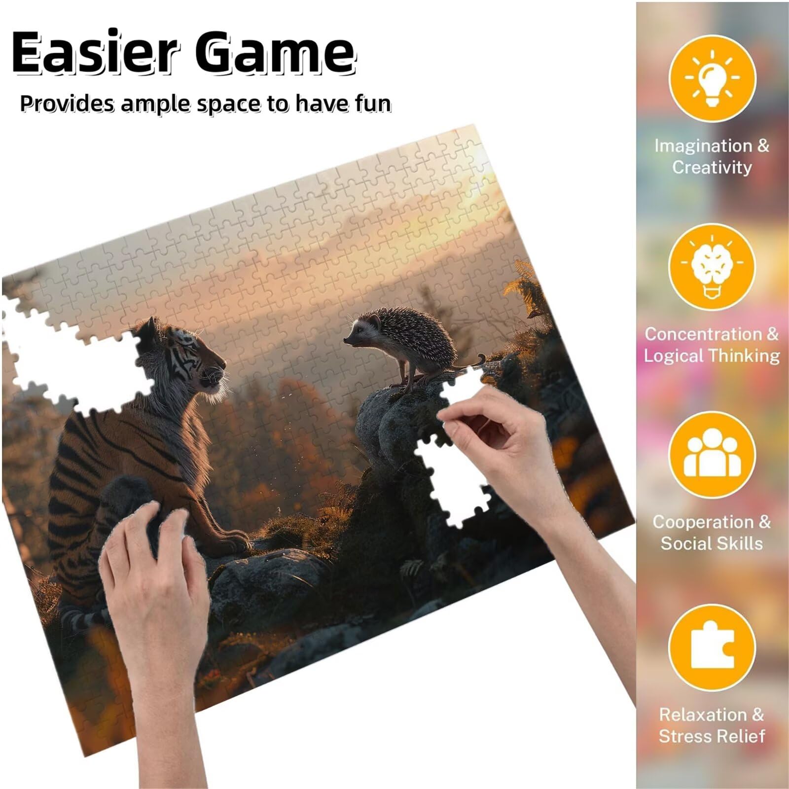 Puzzle dla dorosłych, 5000 sztuk, trudne drewniane puzzle, gra, gra logiczna, gra ręczna, dekoracja rodzinna, kreatywna rozrywka, prezent 105 x 156 cm tygrys wiewiórka K0F-45