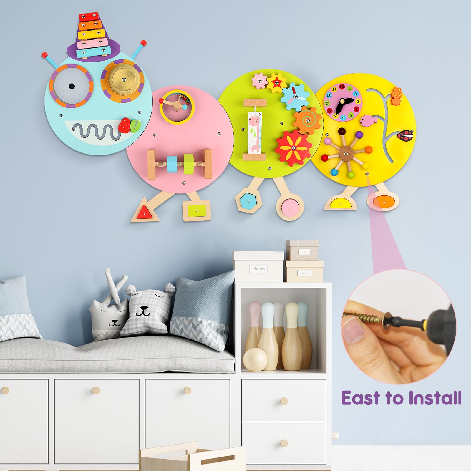 VEVOR Orca Activity Wall Busy Board Panels, 12 Activities, Montessori