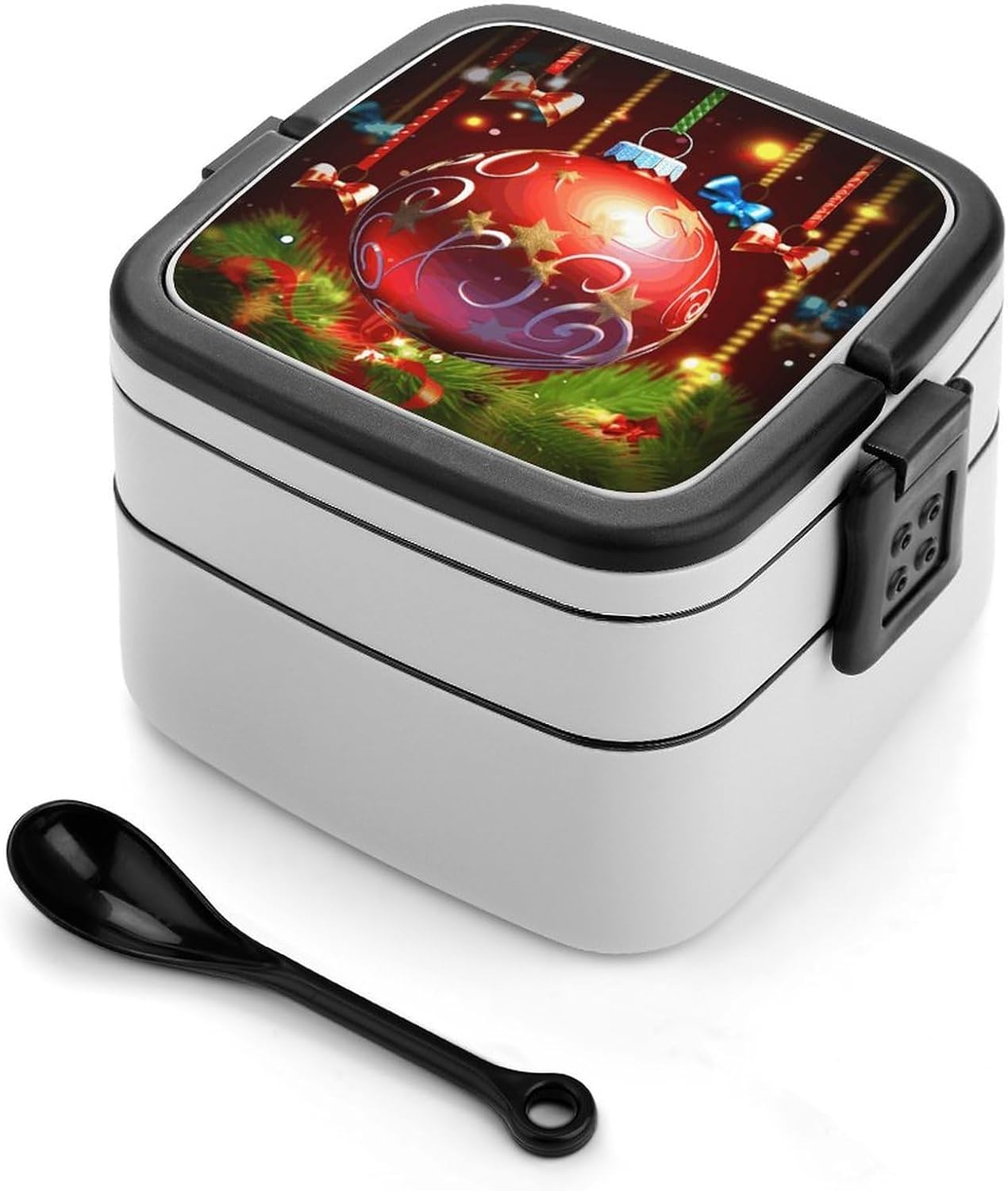 Xmas Ball Bento Box Stackable Lunch Box Salad Lunch Container Leak-Proof Bento Box for Adult Dining Out Work Picnic Travel