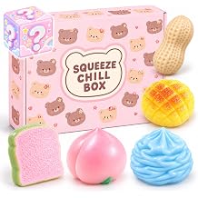 6 Pcs Squishies Toys Kit with Gift Box,Soft Shapeable Sensory Fidget Toys,Stress Relief Squeeze Toys for Party Favors Random Color