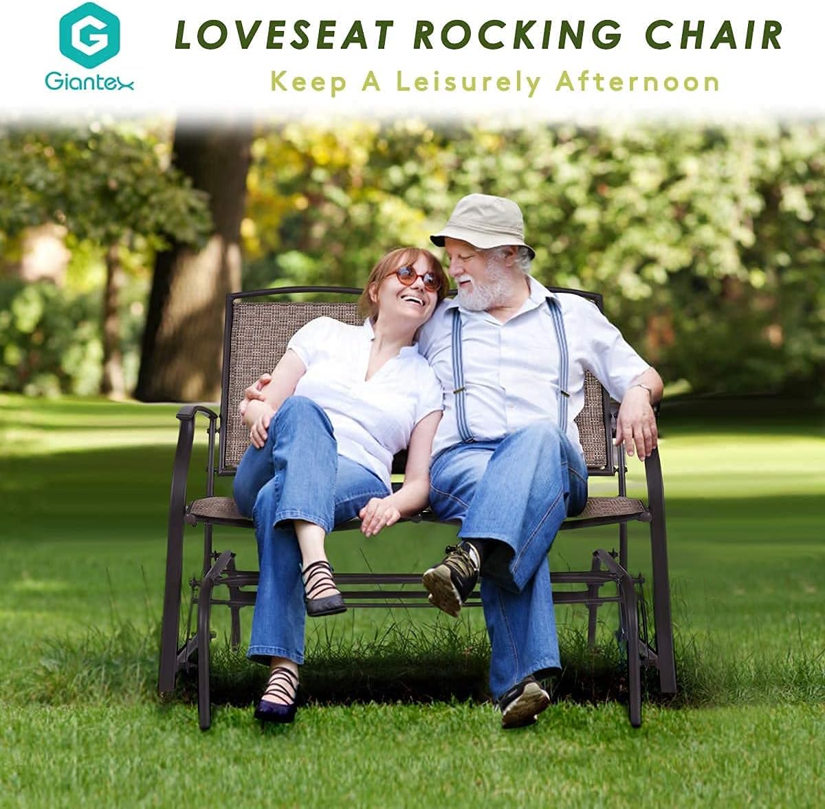 Outdoor Swing Glider Chair for 2 Persons, Rocking Seating Patio Bench w/Coated Steel Frame, Patio Loveseat for Backyard, Garden