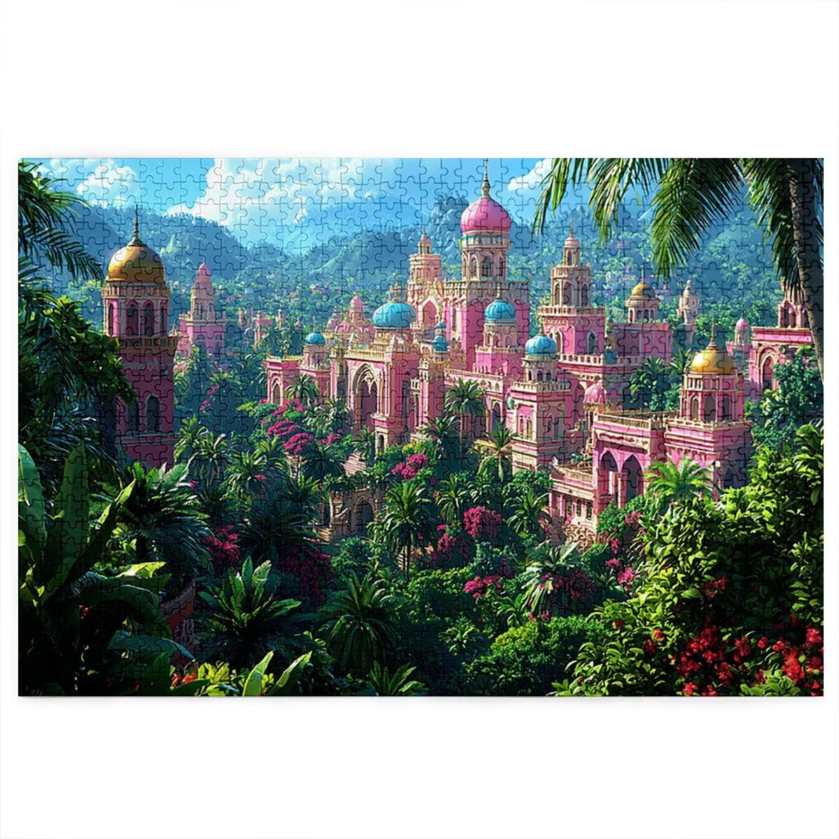 Puzzle 5000 elementów, zamek, krajobraz, 5000 elementów, drewniane puzzle dla dorosłych, trudna łamigłówka, gra logiczna dla całej rodziny, drewniane puzzle do dekoracji salonu, na prezent, Z-2