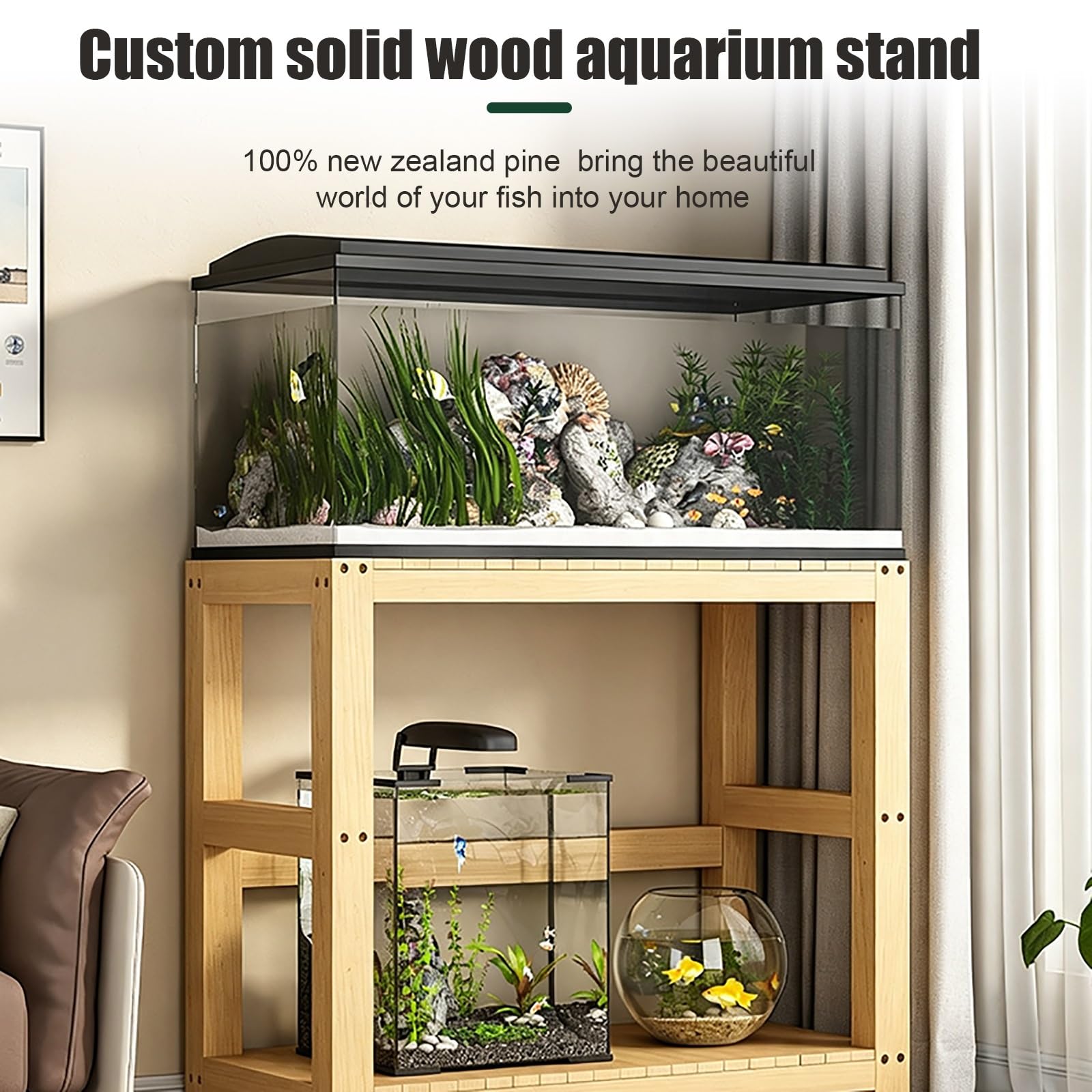 Soporte para Acuario de Madera Maciza, Soporte para Pecera