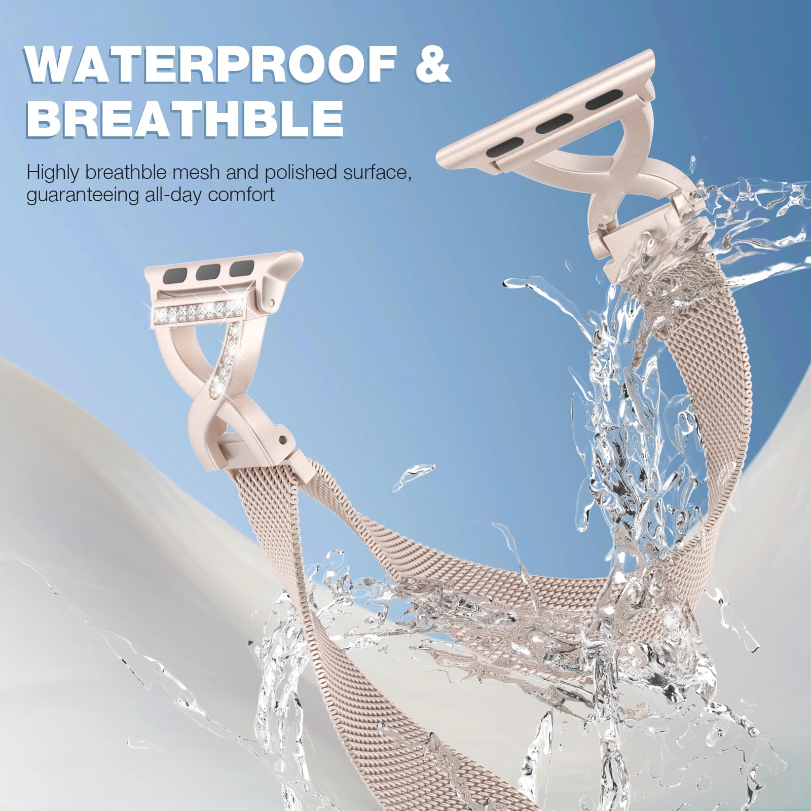 BRG Correa de malla fina compatible con correas de Apple Watch para mujer de 40 mm, 41 mm, 38 mm, 42 mm, Series 10, 9, 8, 7, 6, 5, 4, 3, 2, 1, SE, correa magnética de metal de acero inoxidable con