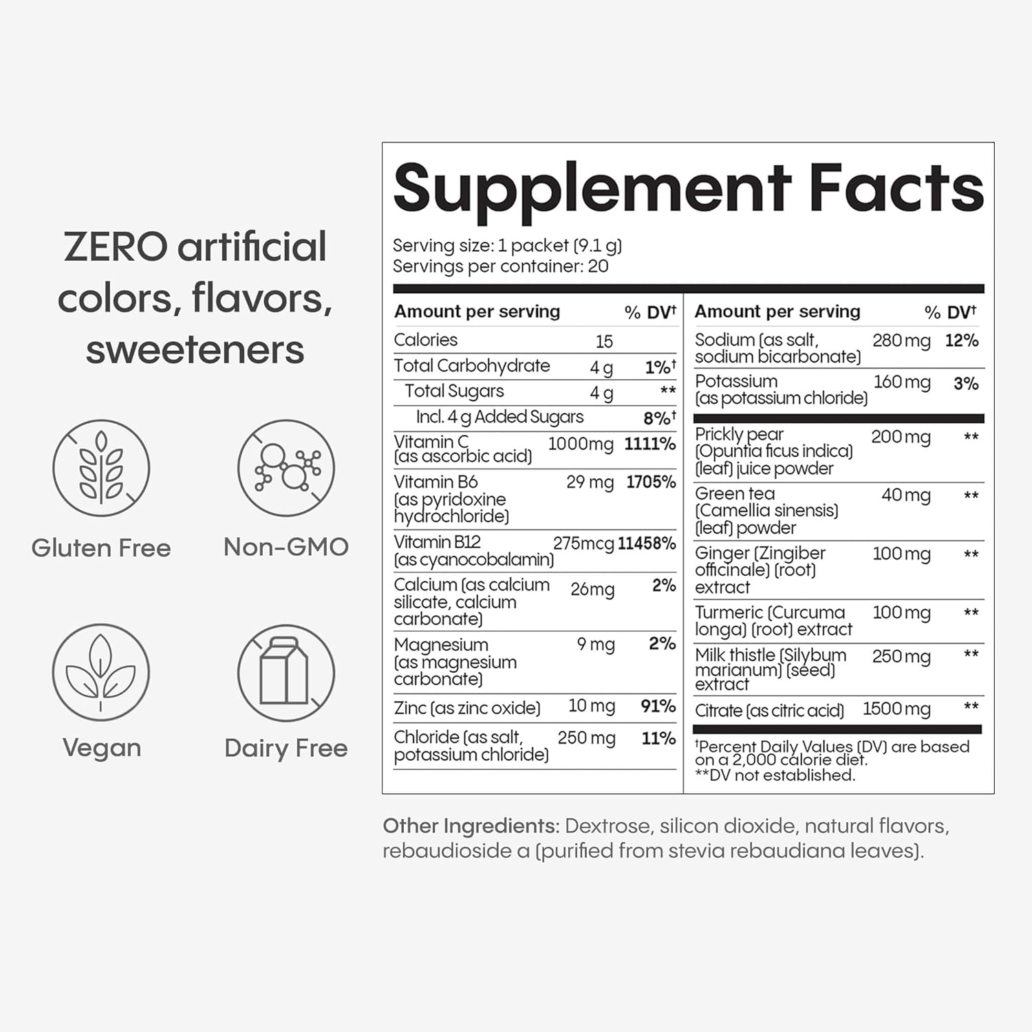 Hydralyte Liver Support + Electrolyte Mix with Milk Thistle, Turmeric, Ginger, Prickly Pear, Green Tea Extract Formulated for Rapid Rehydration (Pineapple Mango Ginger, 20 Packets) Pineapple Mango Ginger Packets image 2 of 9 B0CKWH4HCR