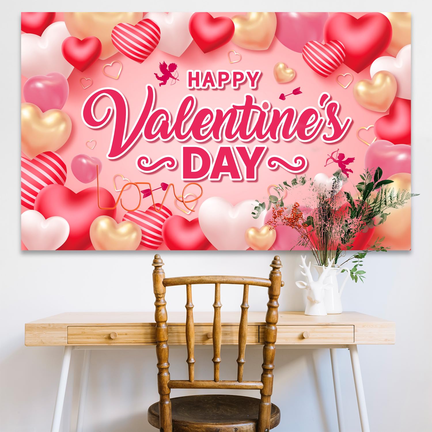 PURBLE Grande Striscione di San Valentino | Banner di Sfondo Amore di Buon San Valentino,Decorazioni per Feste Sfondo Fotografico Forniture per Feste