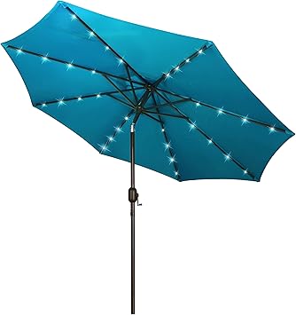47% off: Blissun 9 ft Solar Umbrella 32 LED Lighted Patio Umbrella Table Market Umbrella with Tilt …
