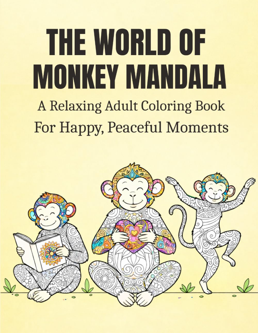The World Of Monkey Mandala: A Relaxing Adult Coloring Book For Happy, Peaceful Moments