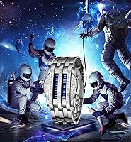 Vista 6 de Binary Matrix Blue led - Reloj Digital para hombre, moda clásica y creativa, color negro chapado