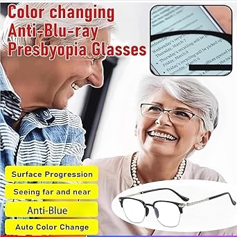Auto Focus Glasses, Automatic Intelligent Zoom Adjustable Anti Blue Light Presbyopia