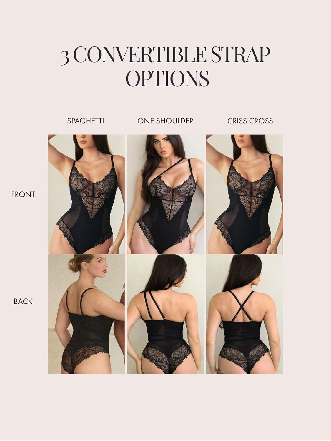 Pinsy Shapewear Smoothing Lace Bodysuit with Tummy Control, Compression, Built-in Bra