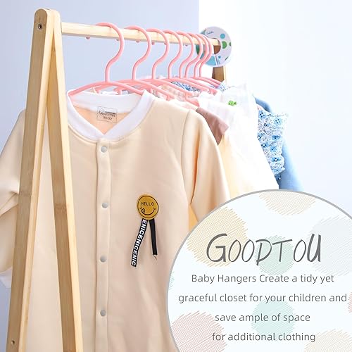 Miniatura 6 de GoodtoU Perchas de plástico antideslizantes para armario de niños, paquete de 60 con 8 separadores de ropa de bebé, rosa