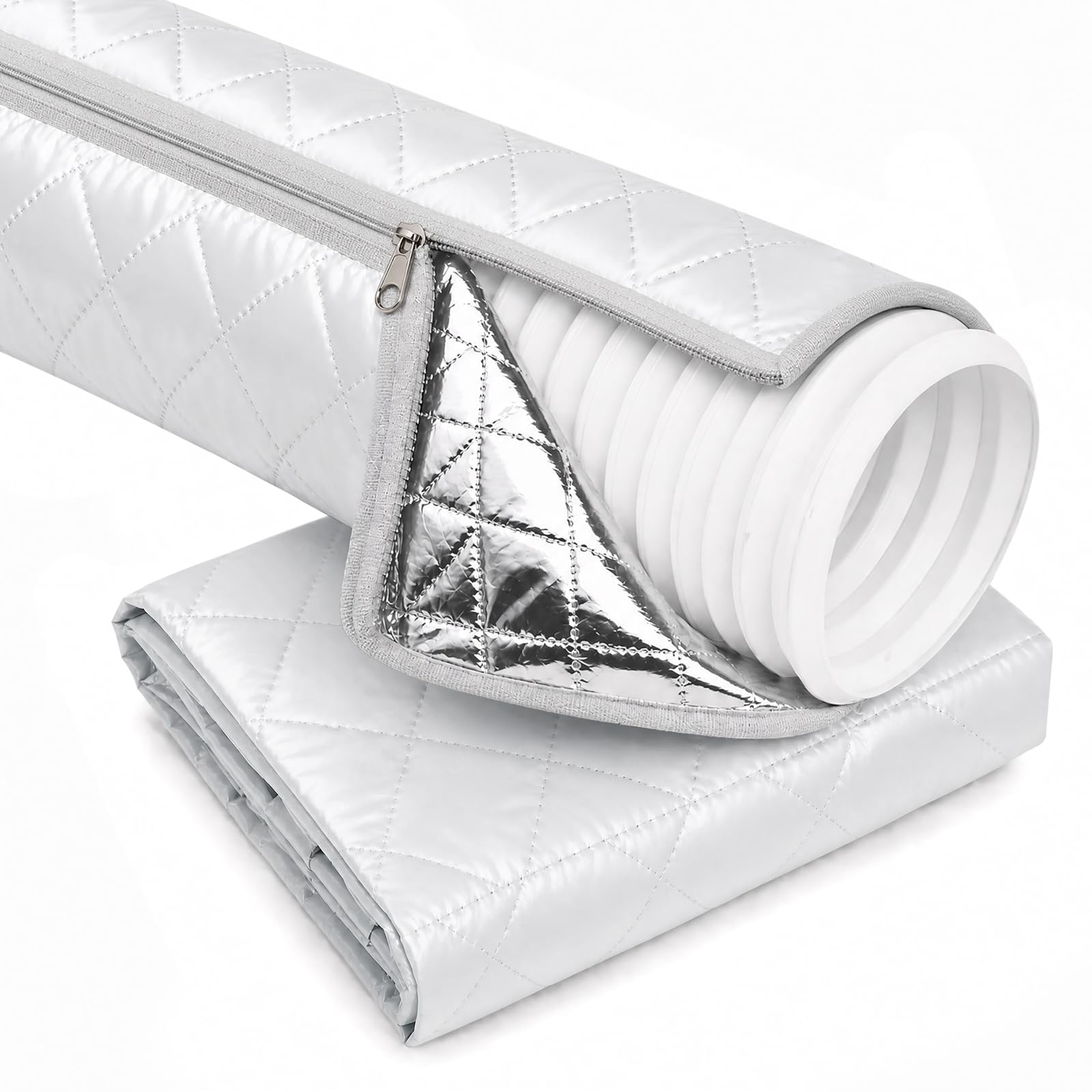 Photo 1 of TECXERLLON Portable Air Conditioner Hose Cover Wrap with Zipper, Insulated AC Exhaust Hose Sleeve, Silver-Coated Interior Helps Block Heat, Easy to Install, Fits 5.9" Exhaust Hoses, Light Gray