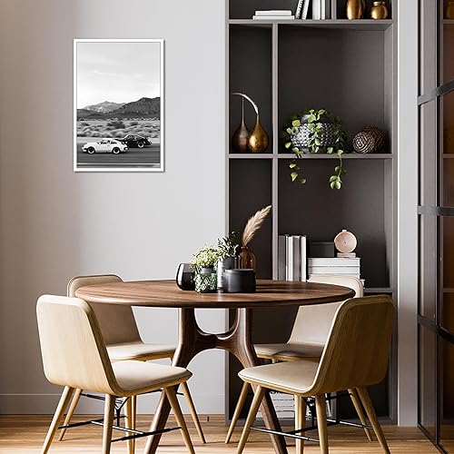 Miniatura 5 de Póster retro de automóvil en blanco y negro, lienzo de superdeportivo, arte de pared para amantes del automóvil, puesta de sol, paisaje, montaña,