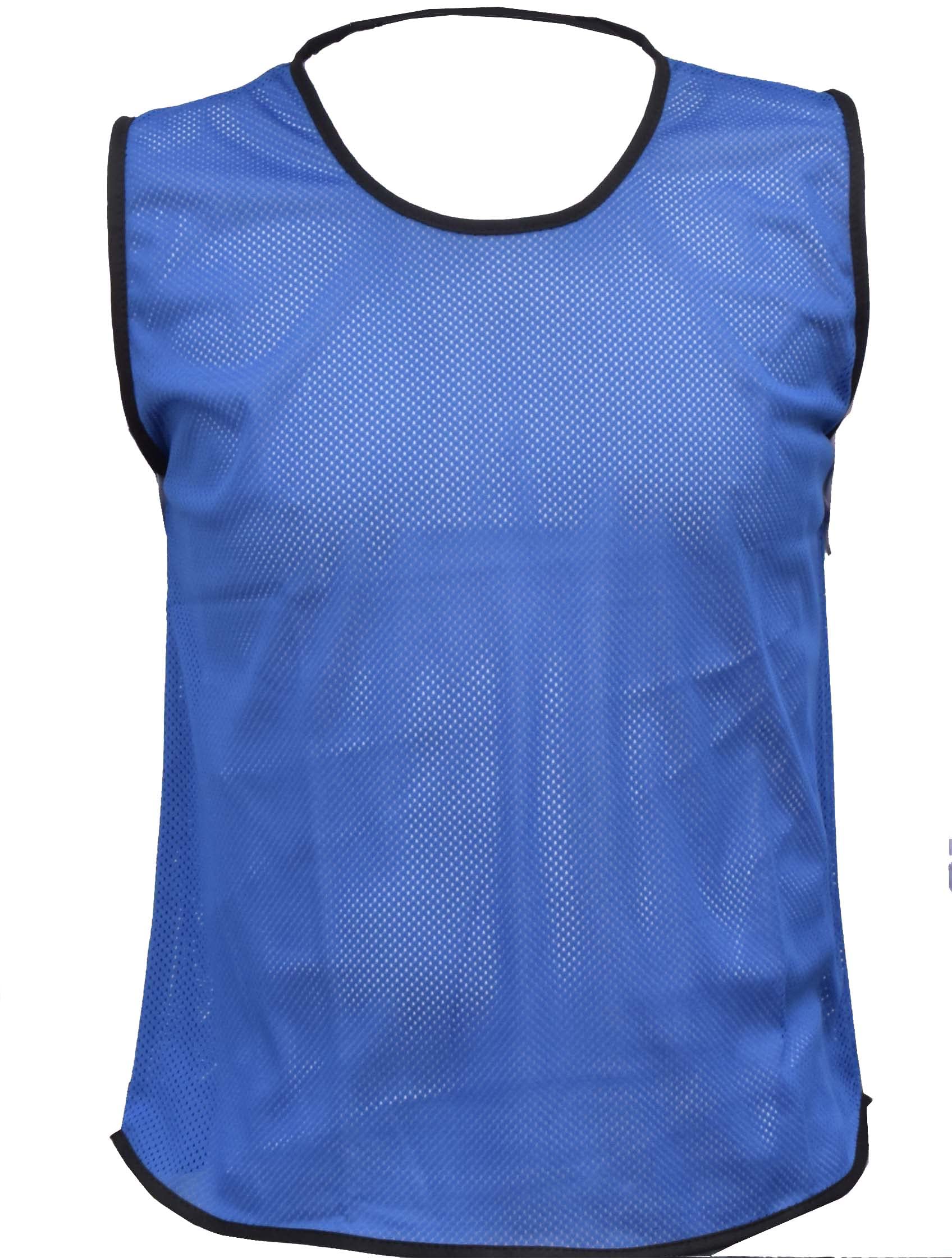 10 Sports Training Bibs Football Netball Rugby Hockey Cricket Volleyball Vests Soccer Sports Club (2XL, 3XL, Adult Youth Junior & Kids) (3XL, Blue)