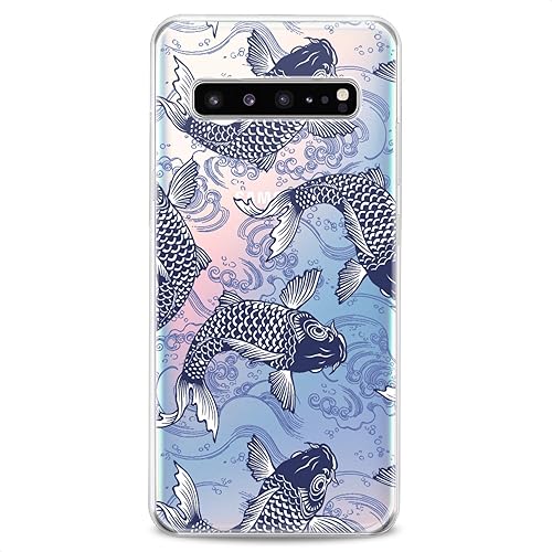Miniatura 4 de Cavka Funda compatible con Samsung S23 S22 Plus S21 FE Ultra S20+ S10 Note 20 5G S10e S9 Blue Koi Fishes Flexible Silicona Lindo Diseño Sea Catfish