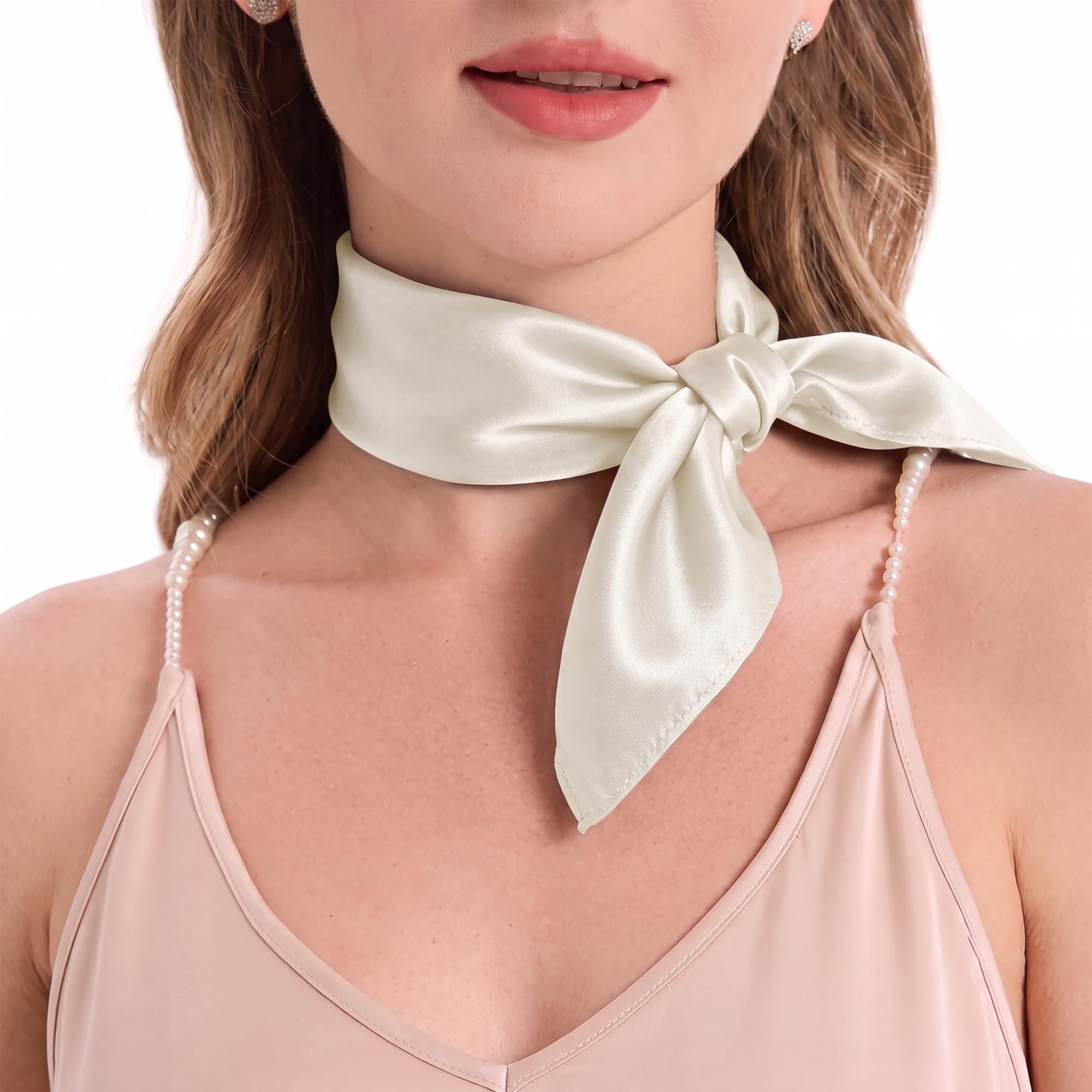 ZLYC Pañuelo para mujer, 100% seda de morera natural, bufanda de seda suave, cuadrada, pañuelo para el cuello, 54 x 54 cm