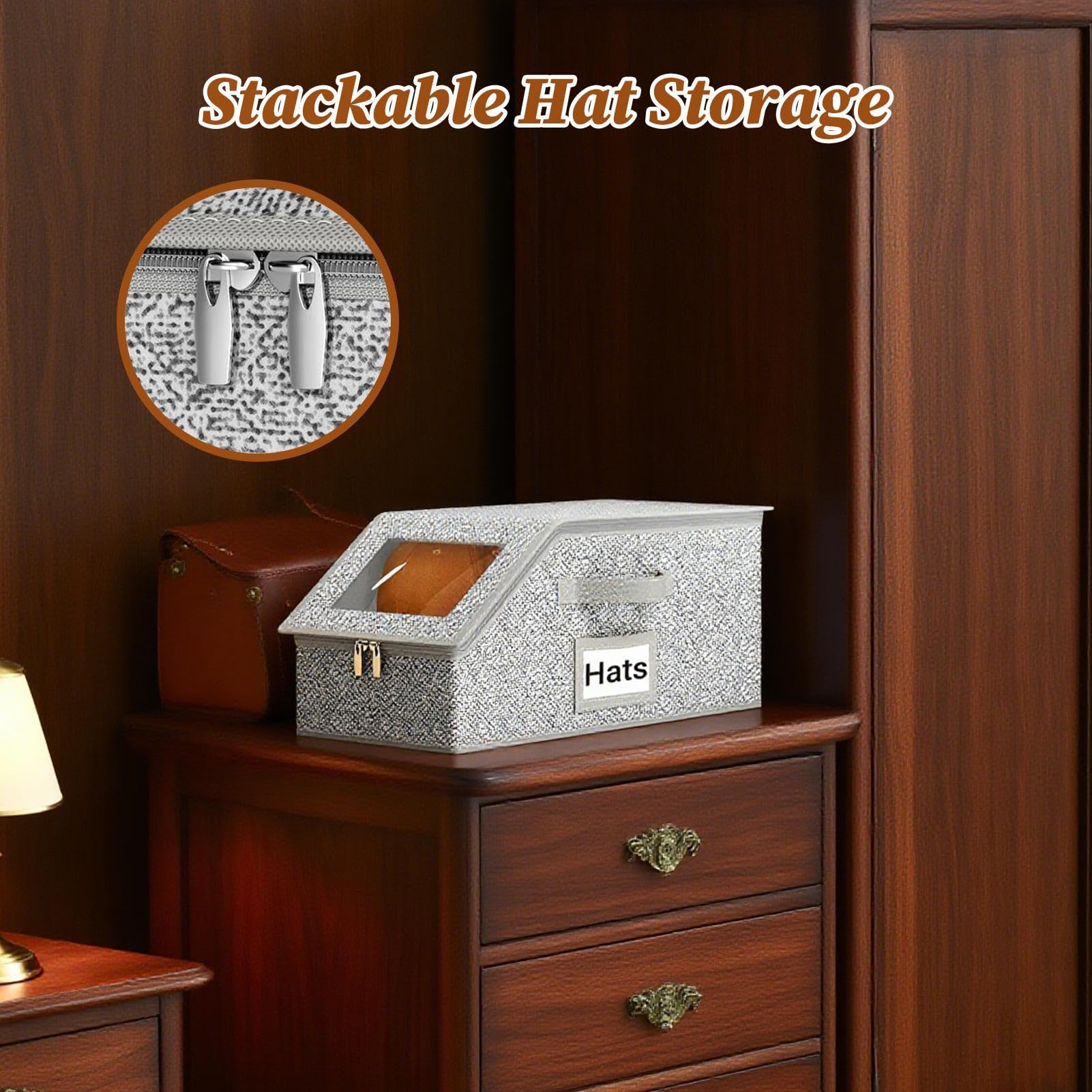 Organizador de Gorras con Capacidad para hasta 24 Apilable con Ventana | Contenedor Apilable Almacenaje De Gorros Para Armario Dormitorio Viajes Y Sombreros Vaqueros