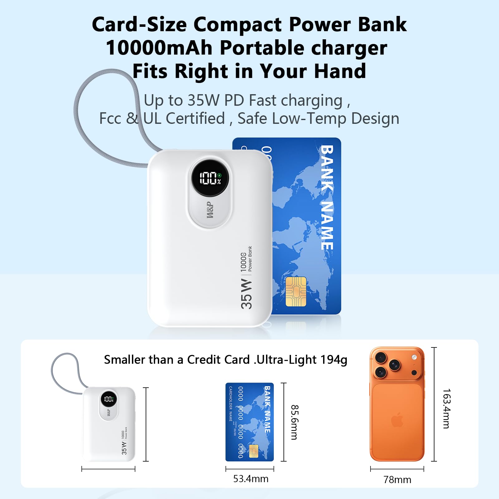 Caricabatterie portatile 10000 mAh Power Bank Ricarica Rapida - Dettaglio