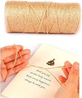 Qinlu-Natural Jute Twine 100M Jute Twine Burlap String Hemp Rope Cords Thread for Party Wedding Gift Wrapping DIY Scrapbooking Florists Craft, for Arts