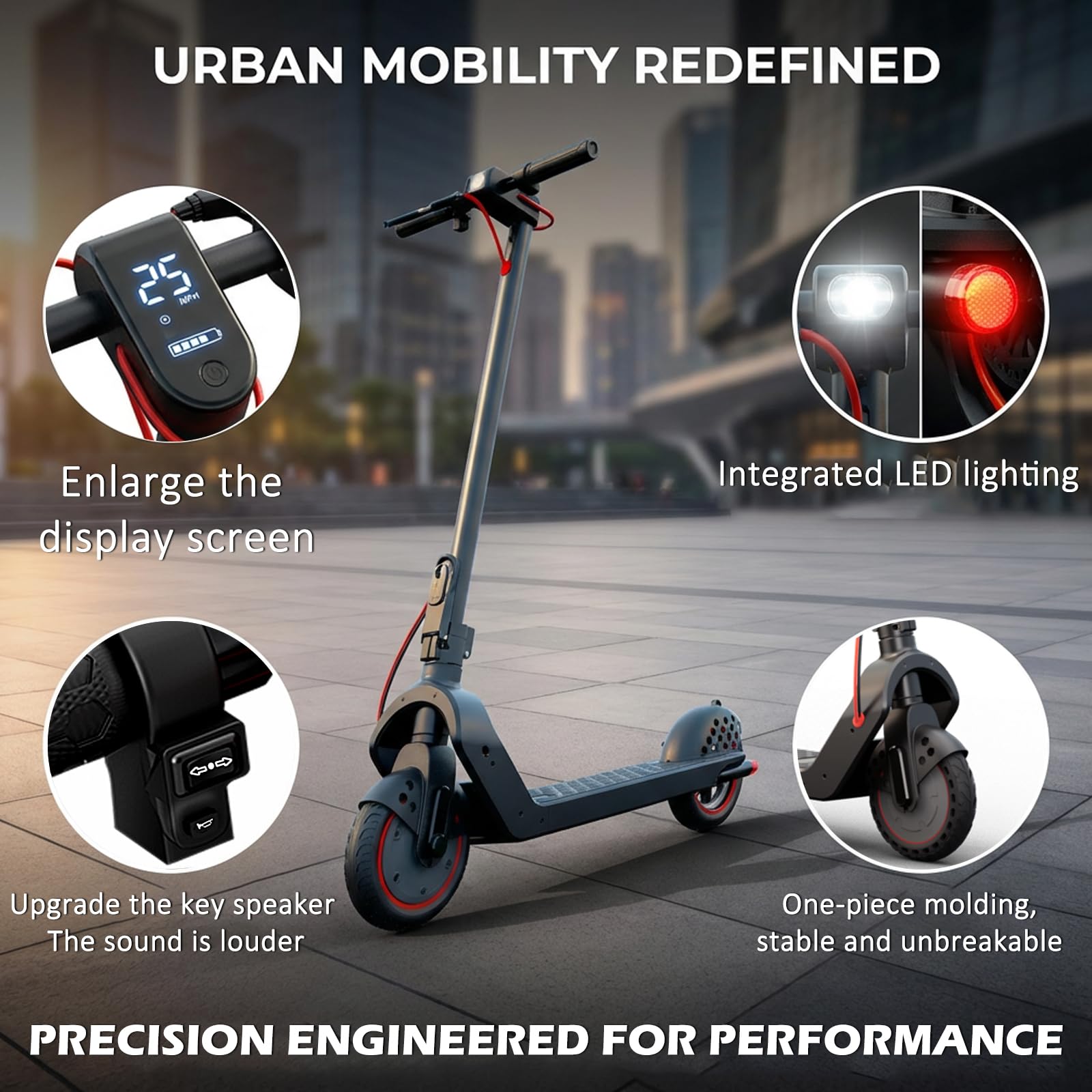 UrbanFish Electric Scooter for Adult 350W 500W 8 5 Tires 21 Miles Range 16 19 Mph Folding E-Scooter — view 2