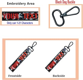misscase Customized Keychain, Personalized Keychain Embroidery key ring accessories for Women, Men, luggage, Travel Backpack