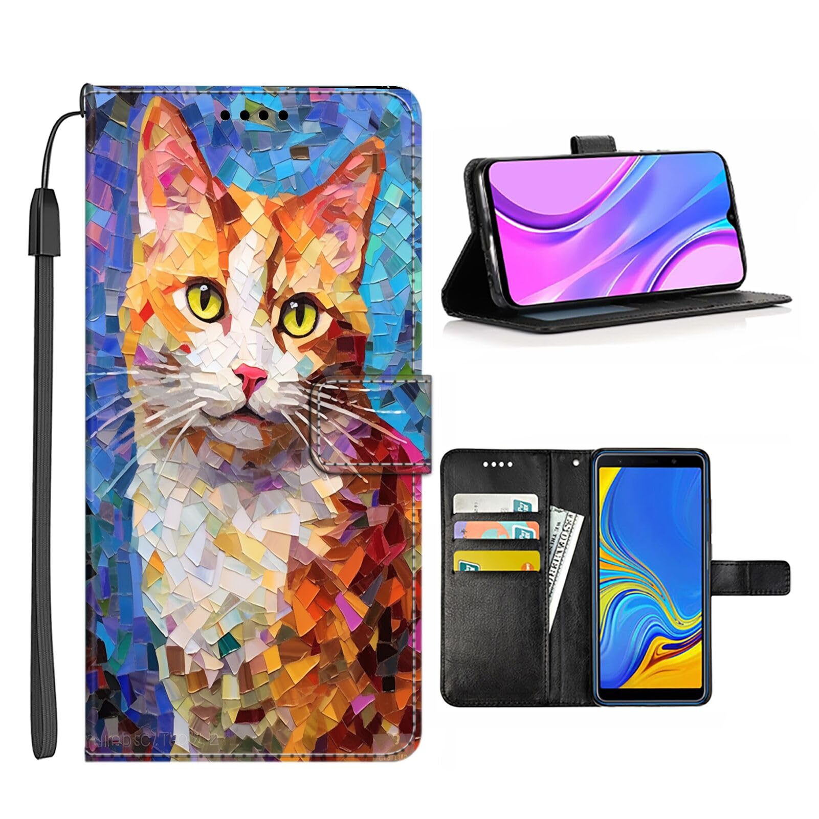 DAFEI Wallet Case for iPhone 7/8 Plus with Cat Print-aa266 Pattern PU Leather Flip Folio ID&Credit Cards Pocket Lanyard