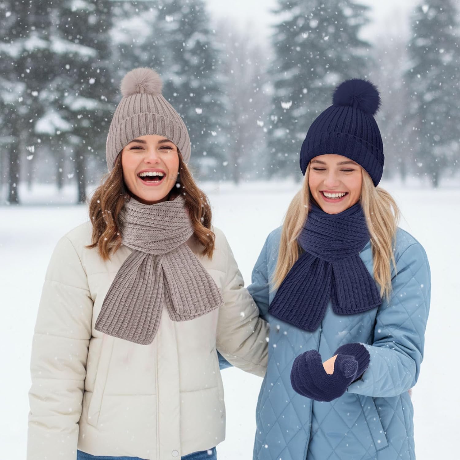 Cutecrop 10 Pcs Winter Hat Scarf Gloves Earmuffs Socks for Women Men Skiing Snowboarding Snow Shoveling Outdoor Warmth